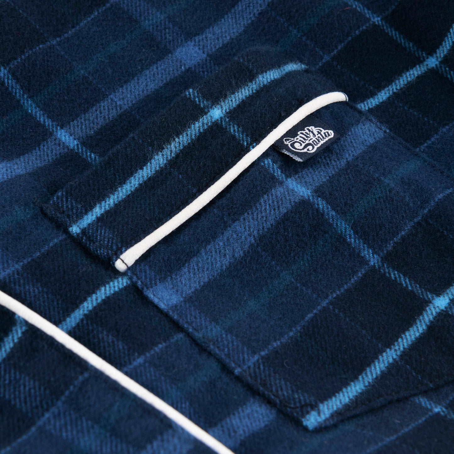 Med eget navn - Flanell Blå Julepysj Barn