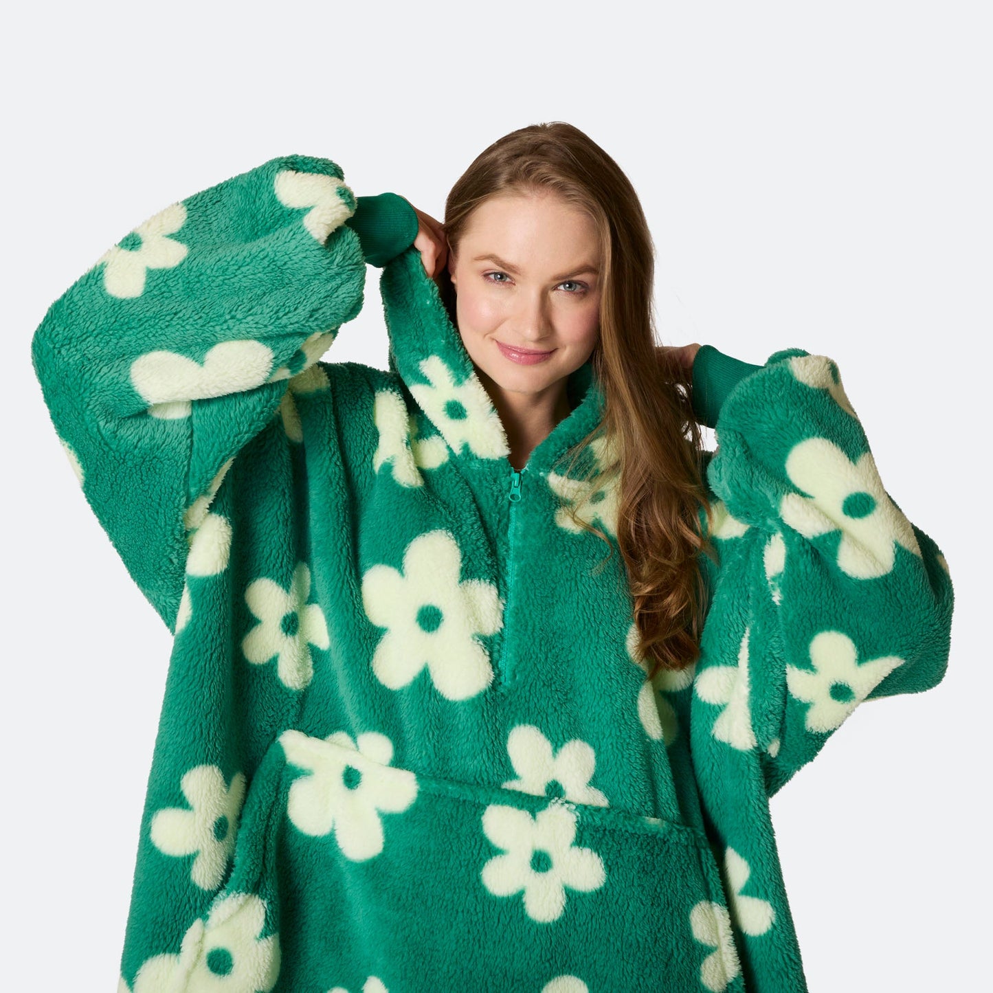 Blomster Grønn Teddy HappyHoodie