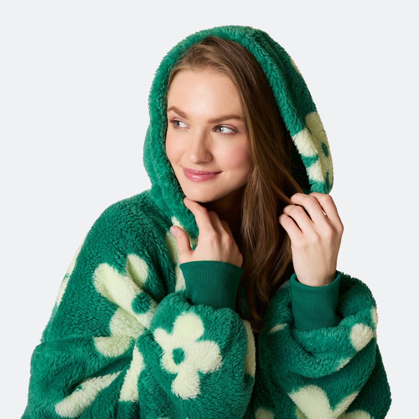 Blomster Grønn Teddy HappyHoodie