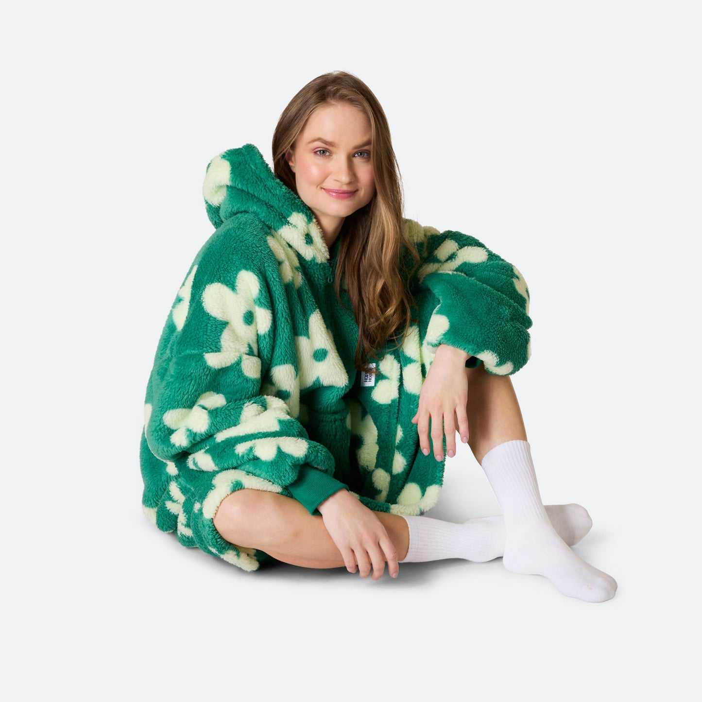 Blomster Grønn Teddy HappyHoodie