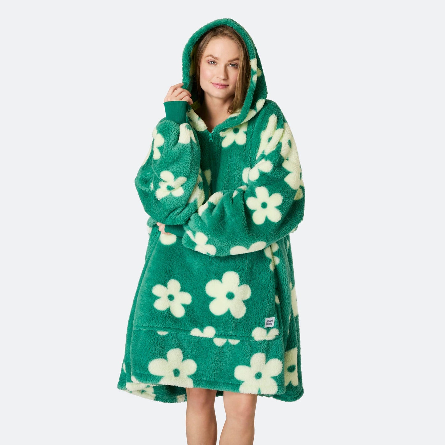 Blomster Grønn Teddy HappyHoodie
