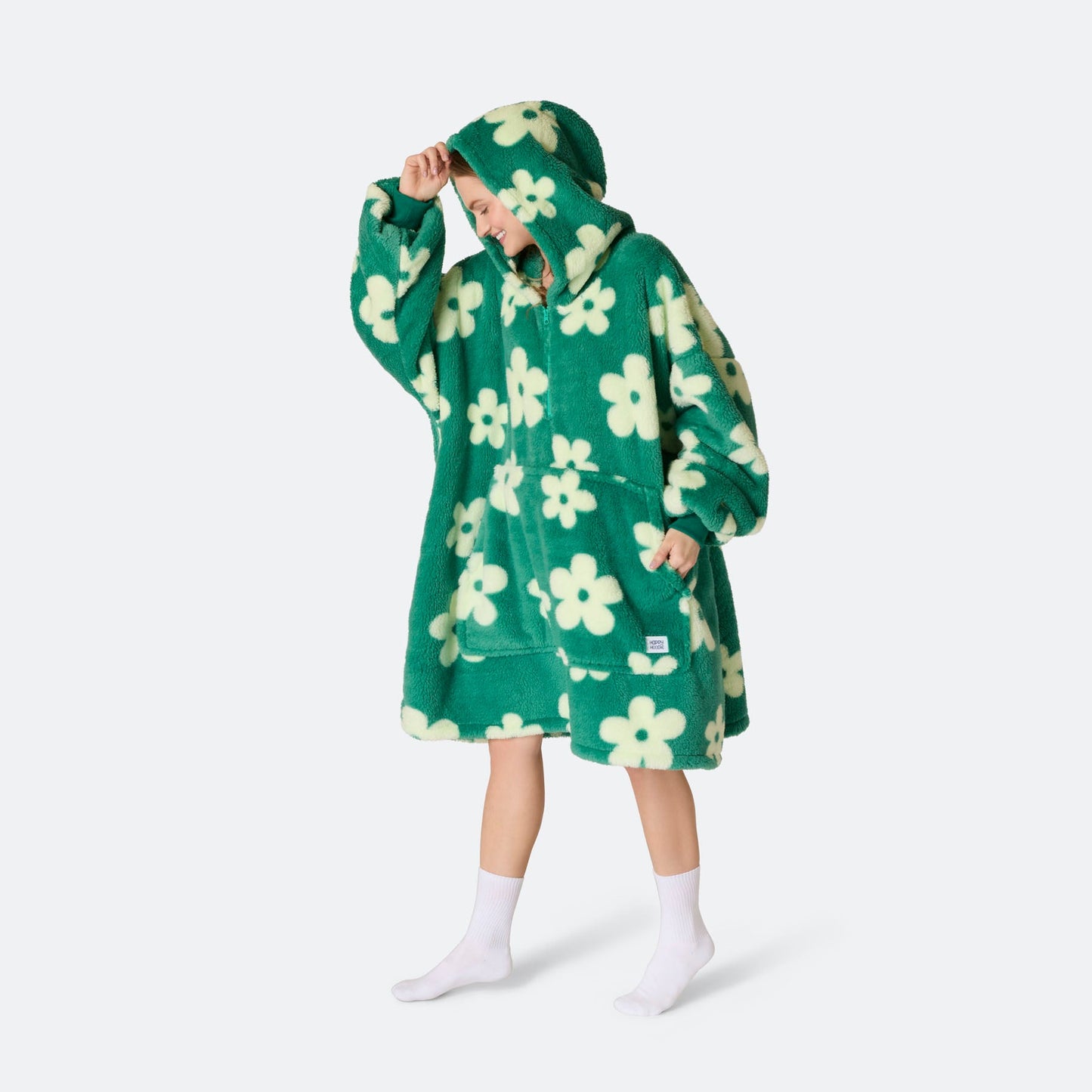 Blomster Grønn Teddy HappyHoodie