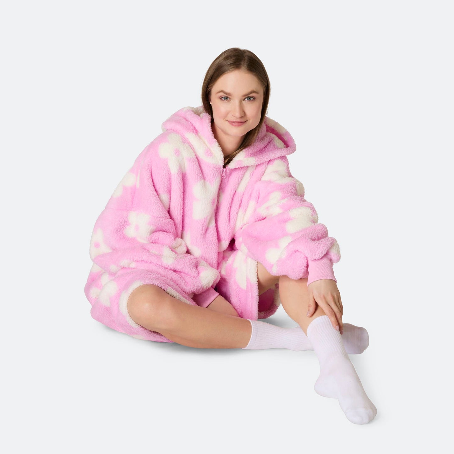 Blomster Rosa Teddy HappyHoodie