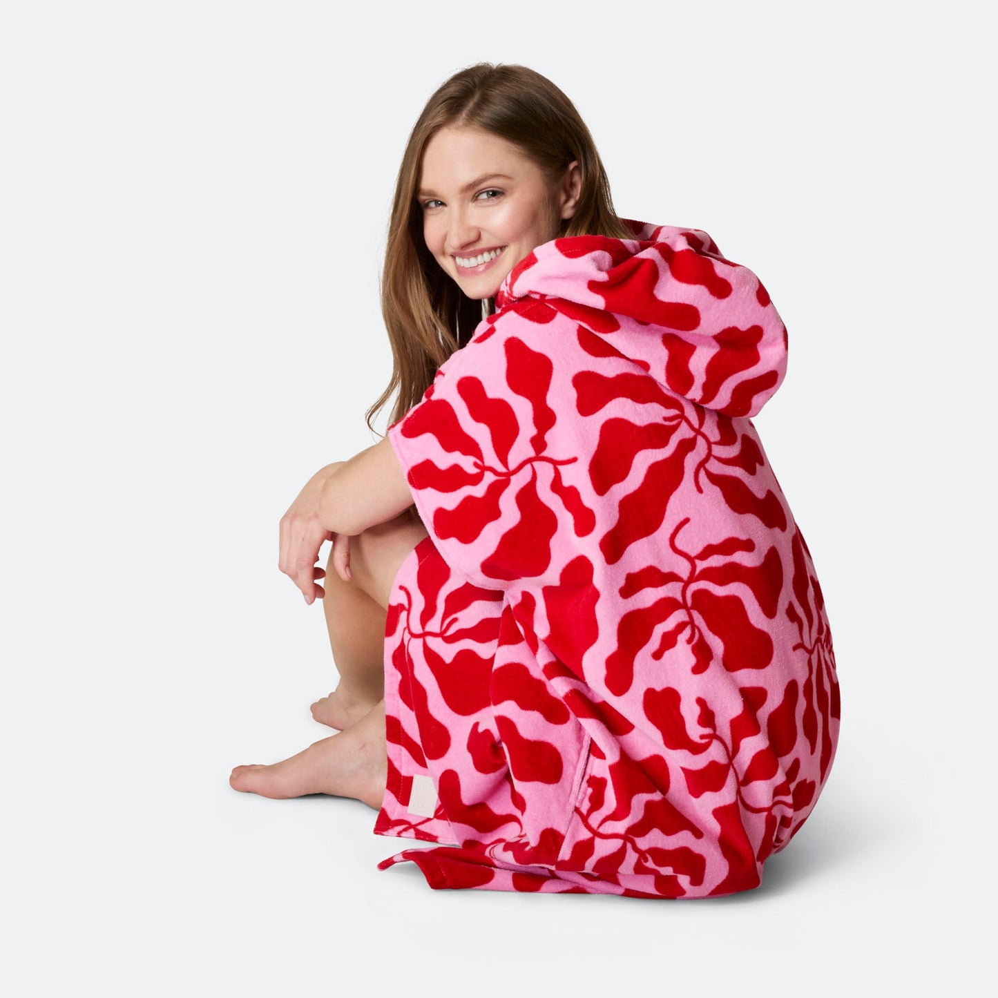 Mønstret Rosa Badeponcho