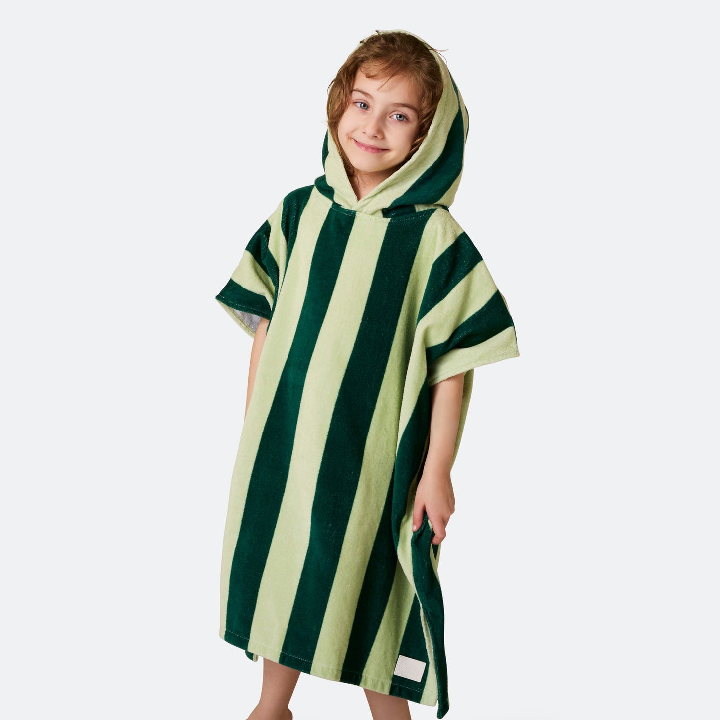 Stripete Grønn Badeponcho Barn