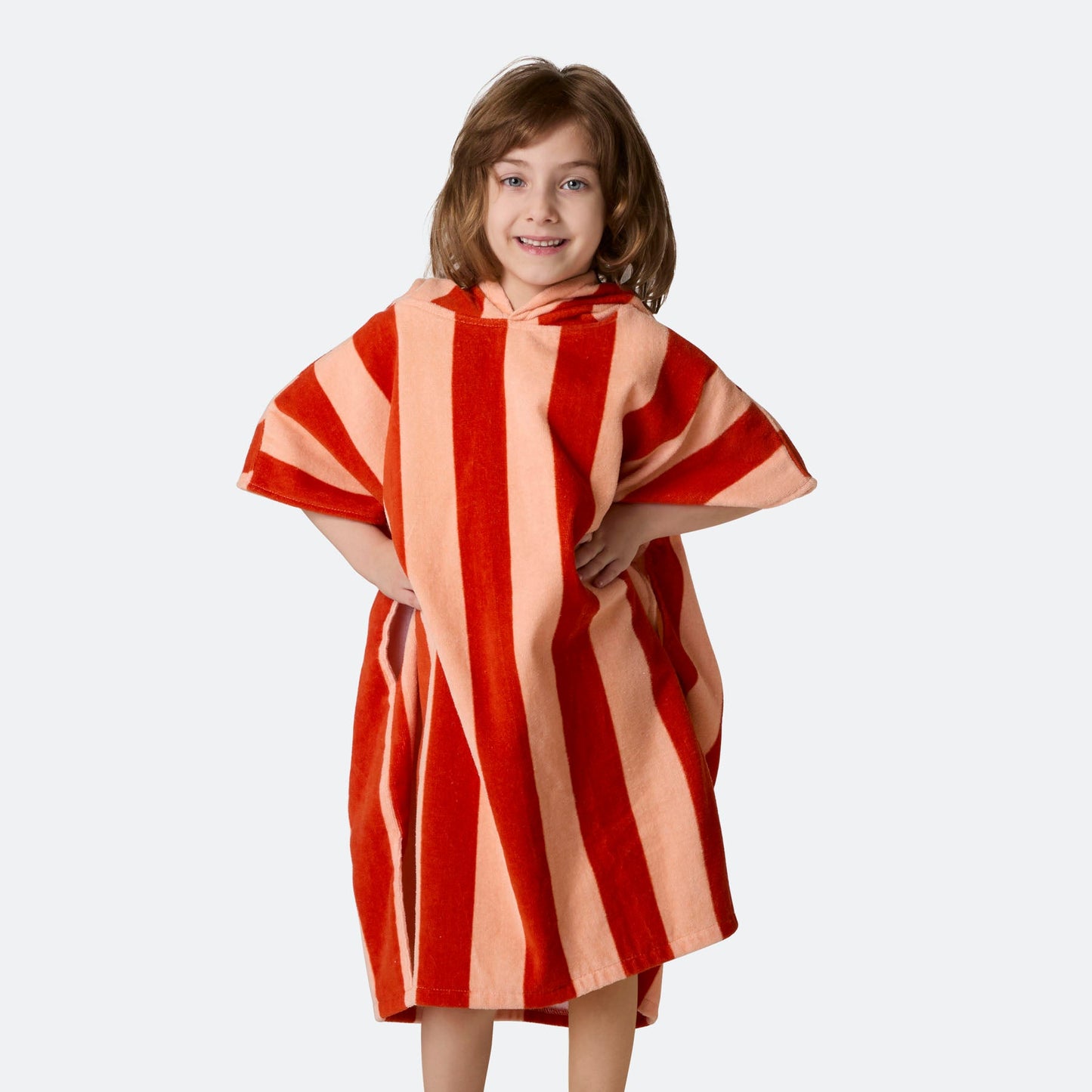 Stripete Rød Badeponcho Barn