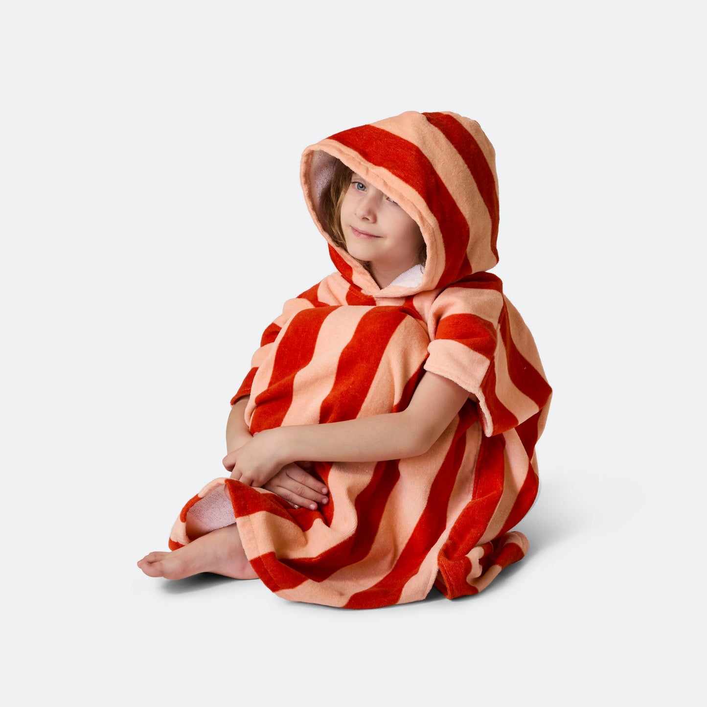 Stripete Rød Badeponcho Barn