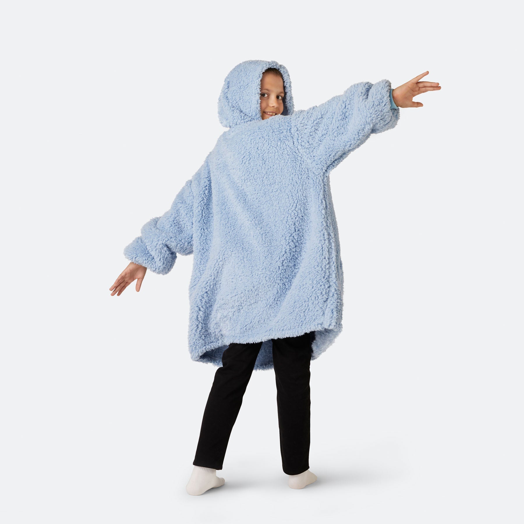 Blå Sherpa HappyHoodie Barn