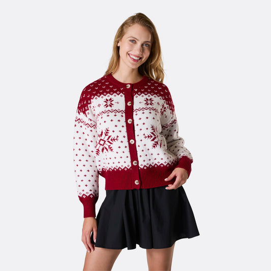 Rød Julecardigan Dame
