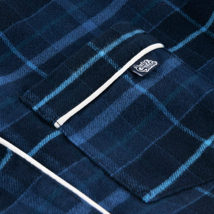 Med eget navn - Flanell Blå Julepysj Barn