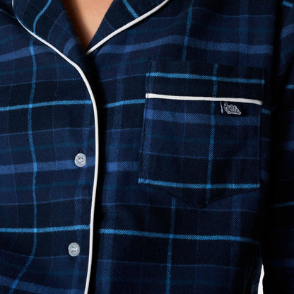 Med eget navn - Flanell Blå Julepysj Dame