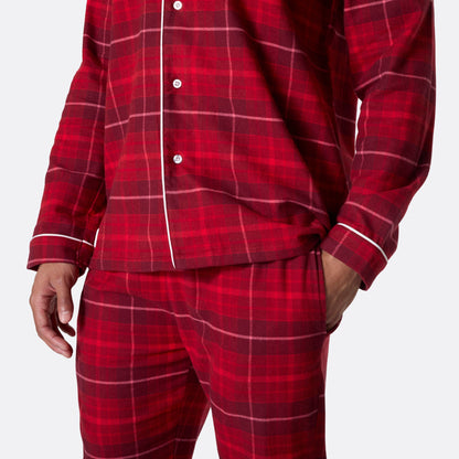 Med eget navn - Flanell Rød Julepysj Herre