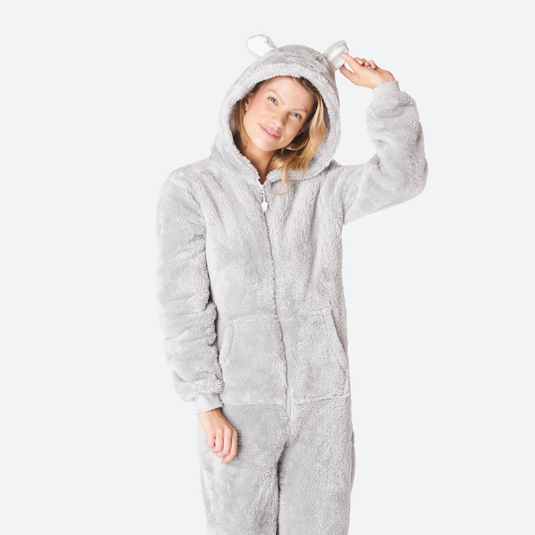 Grå Teddy Onesie Dame