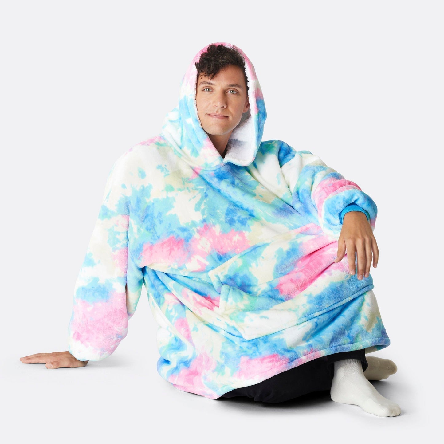 Tie Dye Blå HappyHoodie