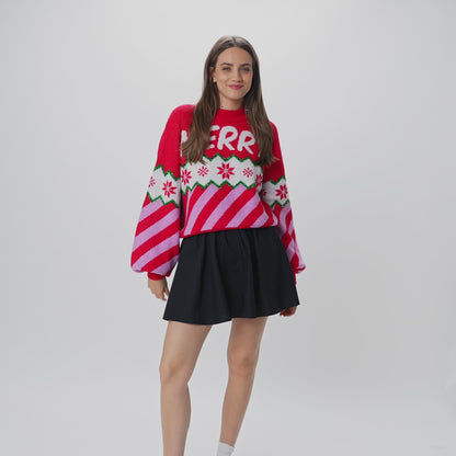 Merry Xmas Oversized Julegenser Dame