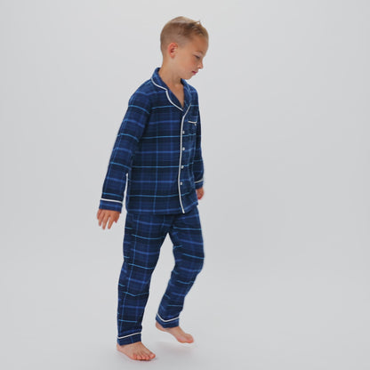 Flanell Blå Julepysj Barn