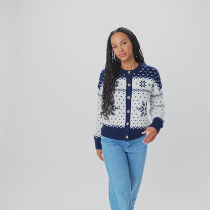 Blå Julecardigan Dame